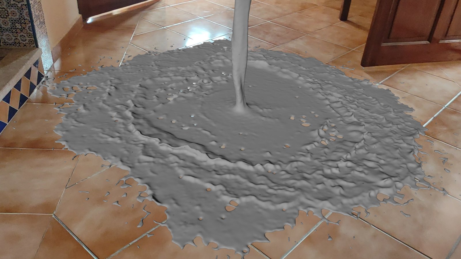 CG Liquid Simulation in Real clay render integrated into the plate
