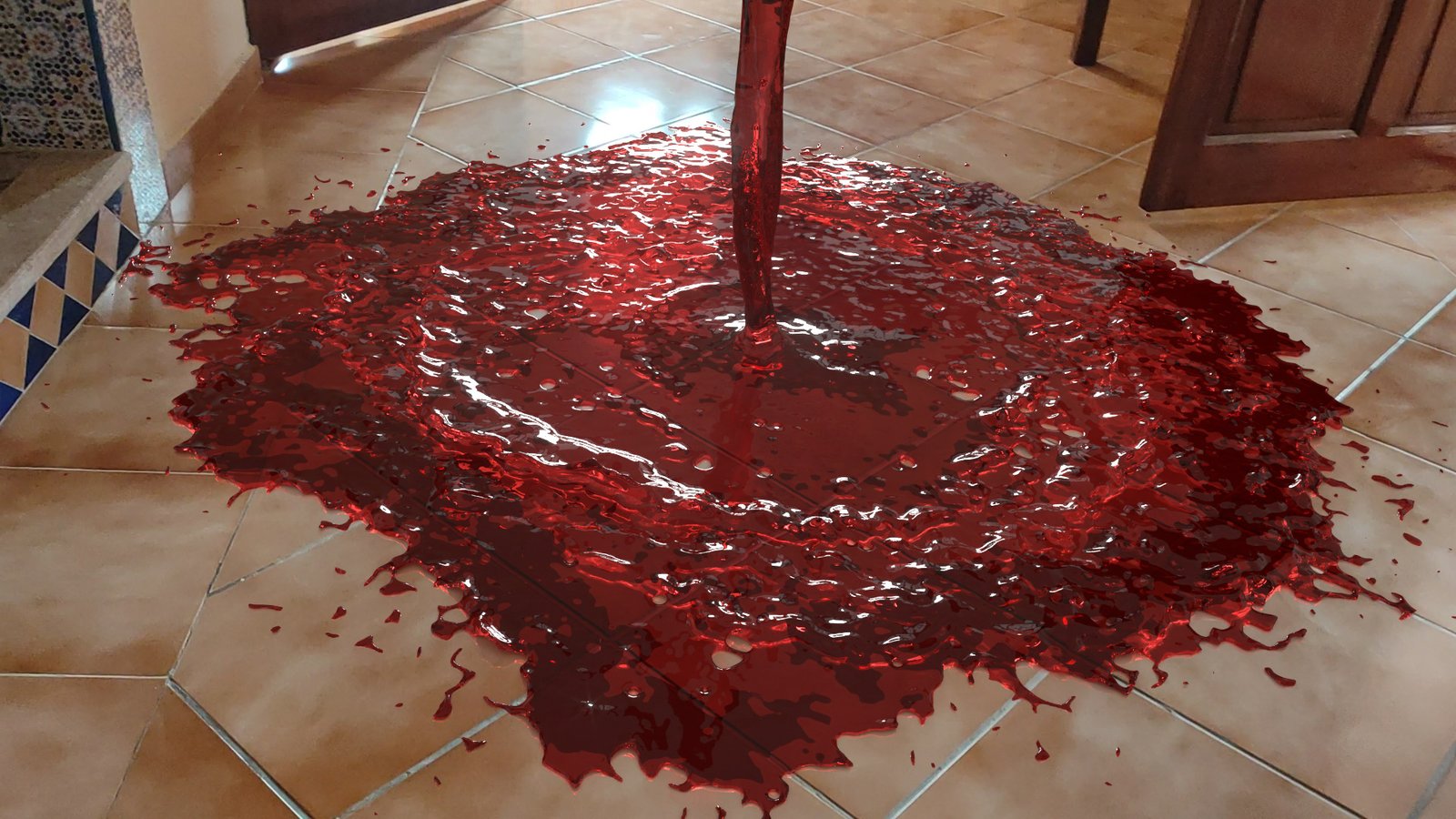 CG Liquid Simulation in Real final red liquid composite